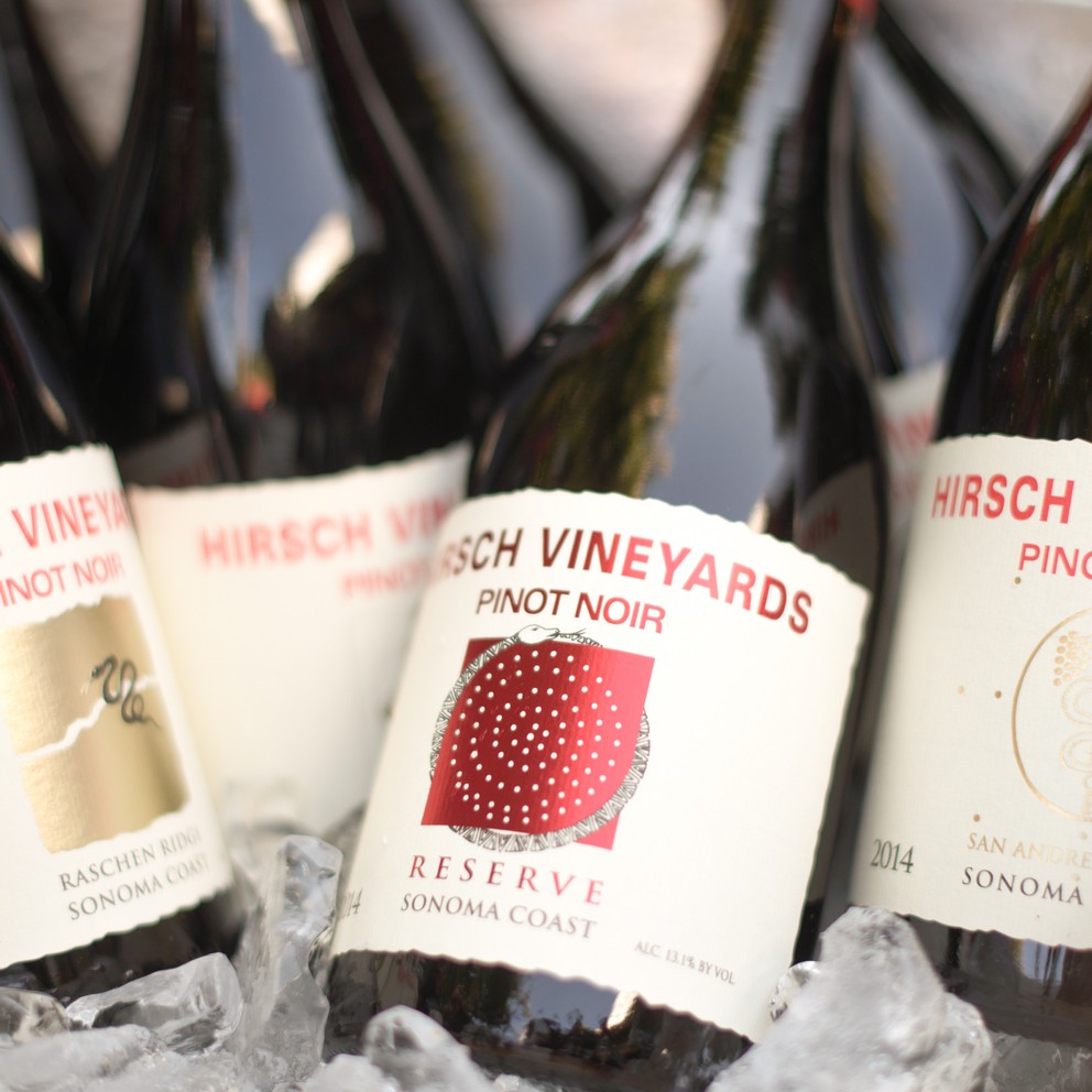 Hirsch wine pinot noir bottles event